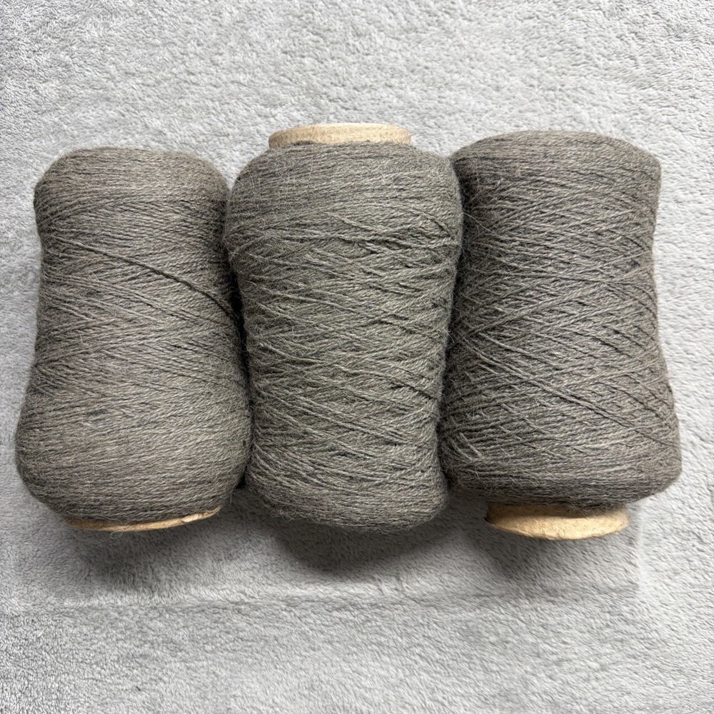 100% Alpaca Yarn Fine Spun 250g X 3 1100yds Each Gray / Green Crochet Knit